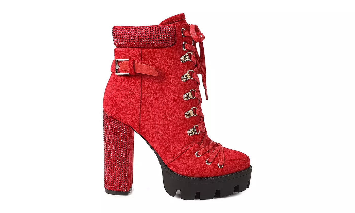 London Rag Birch Block Heeled Ankle Booties