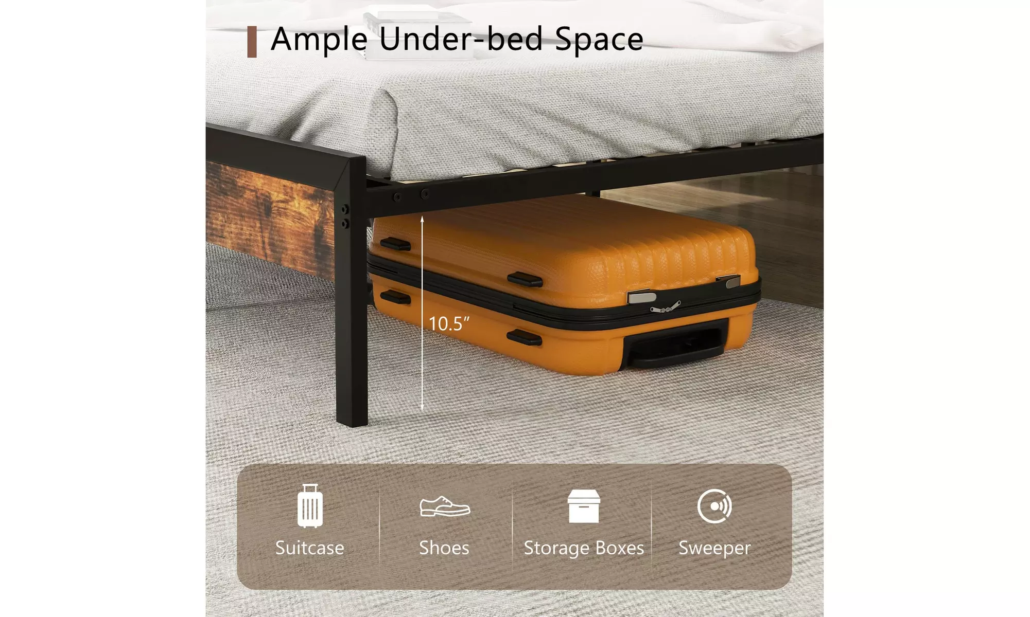 Costway Bed Frame w/ Storage Headboard Charging Station 18W USB C Port