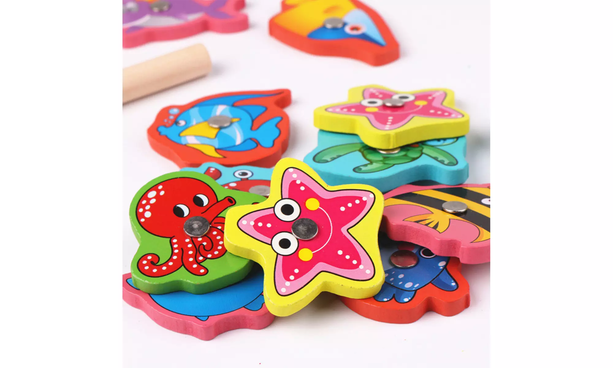 Zummy Wooden Magnetic Fishing Toys Game Set  for Small Kids Educational 15pcs