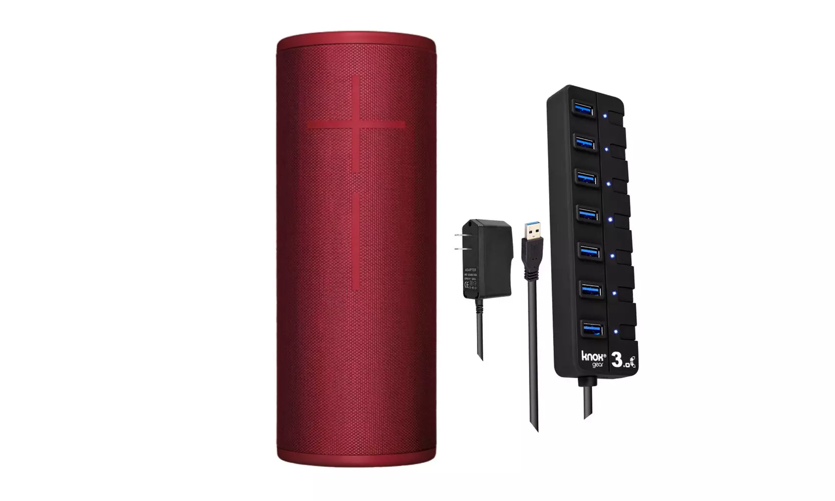 Ultimate Ears MEGABOOM 3 Wireless Bluetooth Speaker (Red) and USB 3.0 Hub - Primary Image