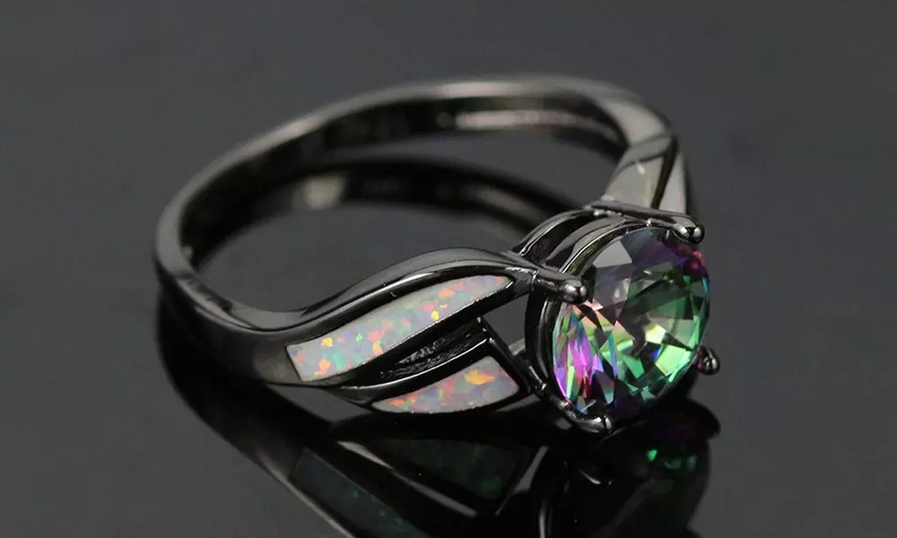 Leo Rosi Wedding Engagement Promise Rings in Black Gold Plating - Primary Image