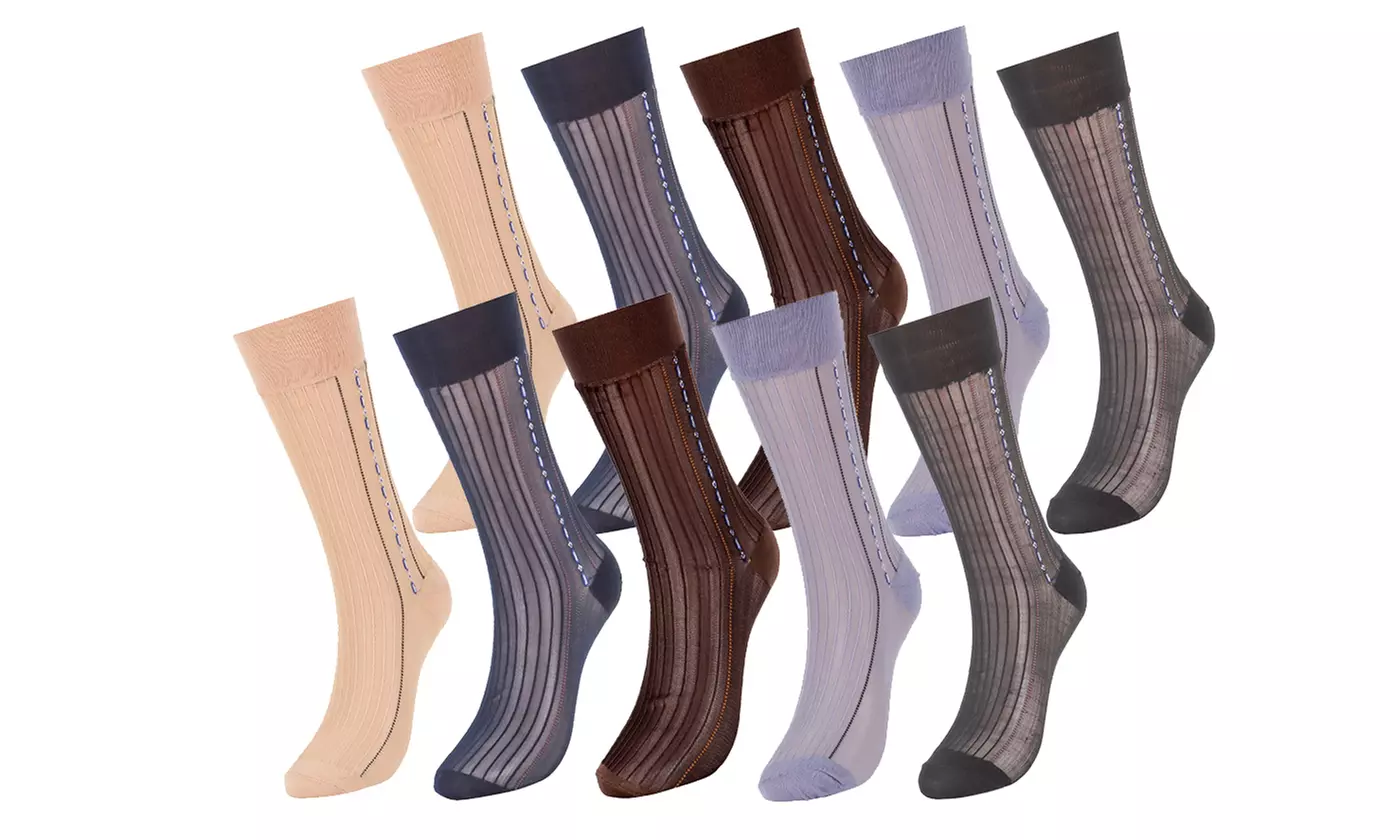 Mens Nylon Ultra Thin Dress Socks Silk Sheer Business Work Trouser Sock Mid Calf