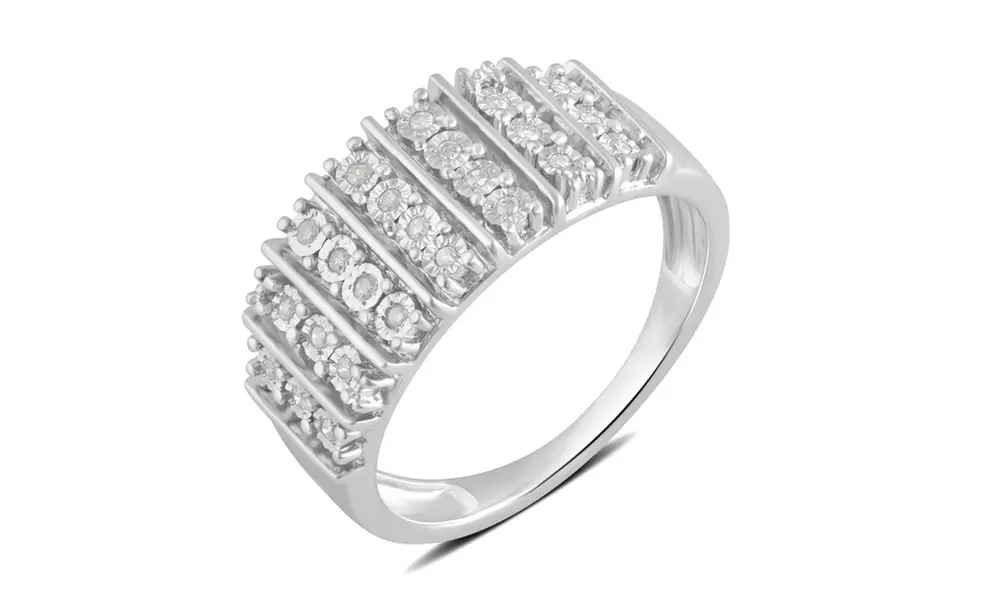 1/10 CTTW Diamond Anniversary Band Ring in Sterling Silver by DiamondMuse