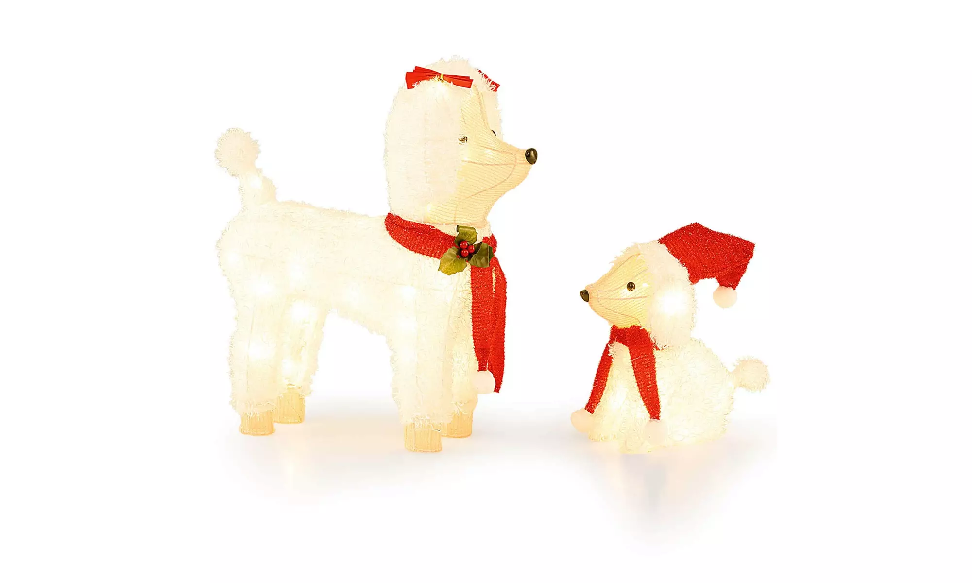 Costway Lighted Christmas Reindeer and Sleigh Set Dachshund Bear Penguin Decor
