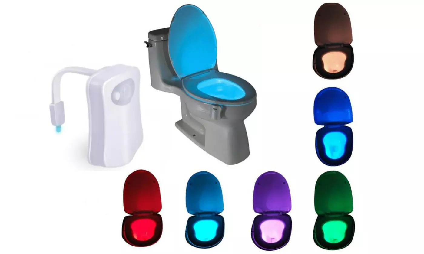 8 Colors LED Toilet Night Light Motion Activated Toilet Bowl Nightlight - Primary Image
