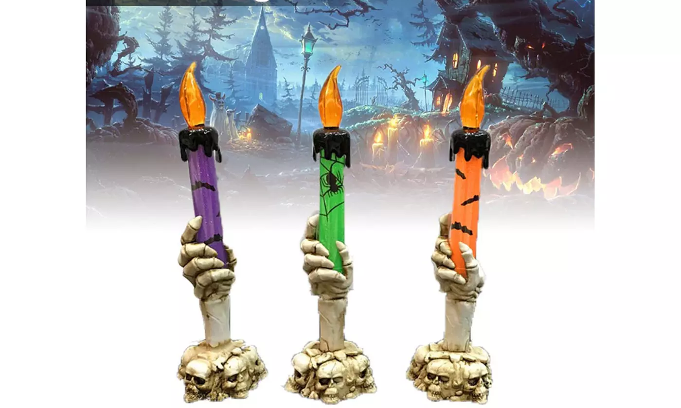 Halloween Skull Skeletal Hand Stand LED Candle Light  Lamp - Primary Image