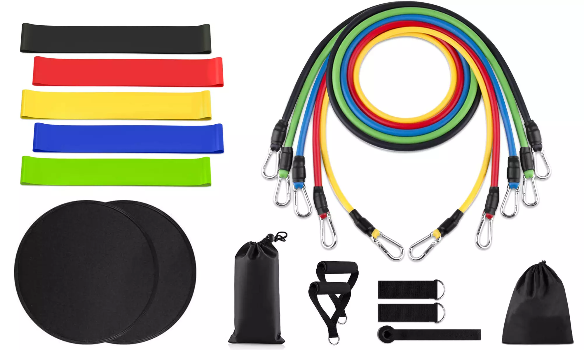 Workout Resistance Bands with Core Sliders - Multi Set - Primary Image