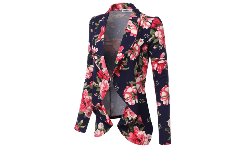 Image 32: Doublju Classic Draped Open Front Blazer