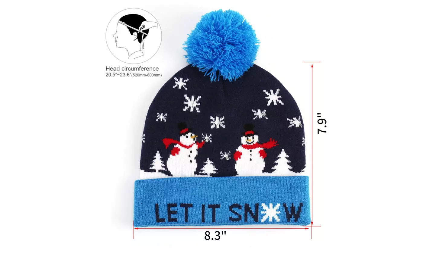 LED Christmas Sweater Hat Light up Xmas Beanie Knitted Cap