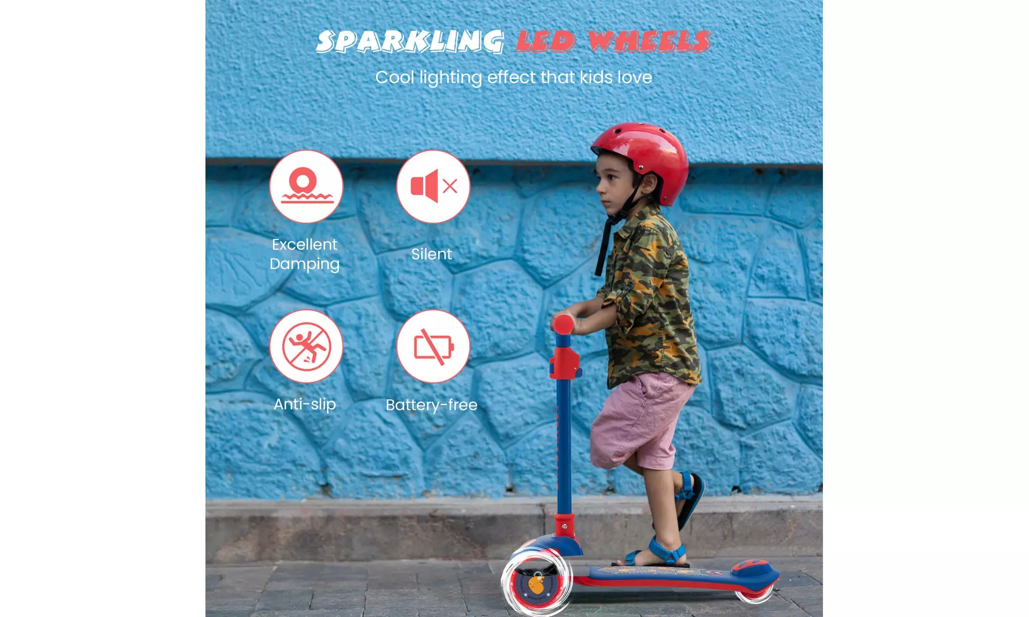 Costway 3-Wheel Kids Scooter Toddler Folding Balancing Kick Scooter