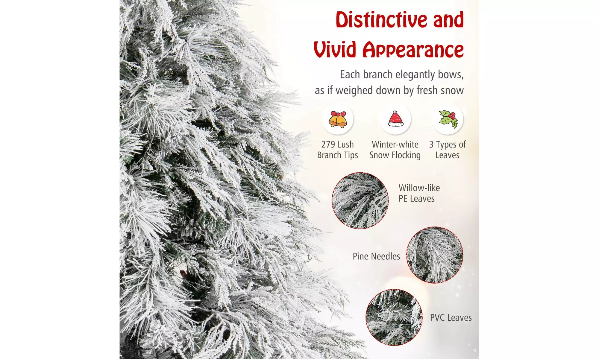 Costway 4.5/6/7 FT Pre-Lit Artificial Christmas Tree with PVC and Pine Needles