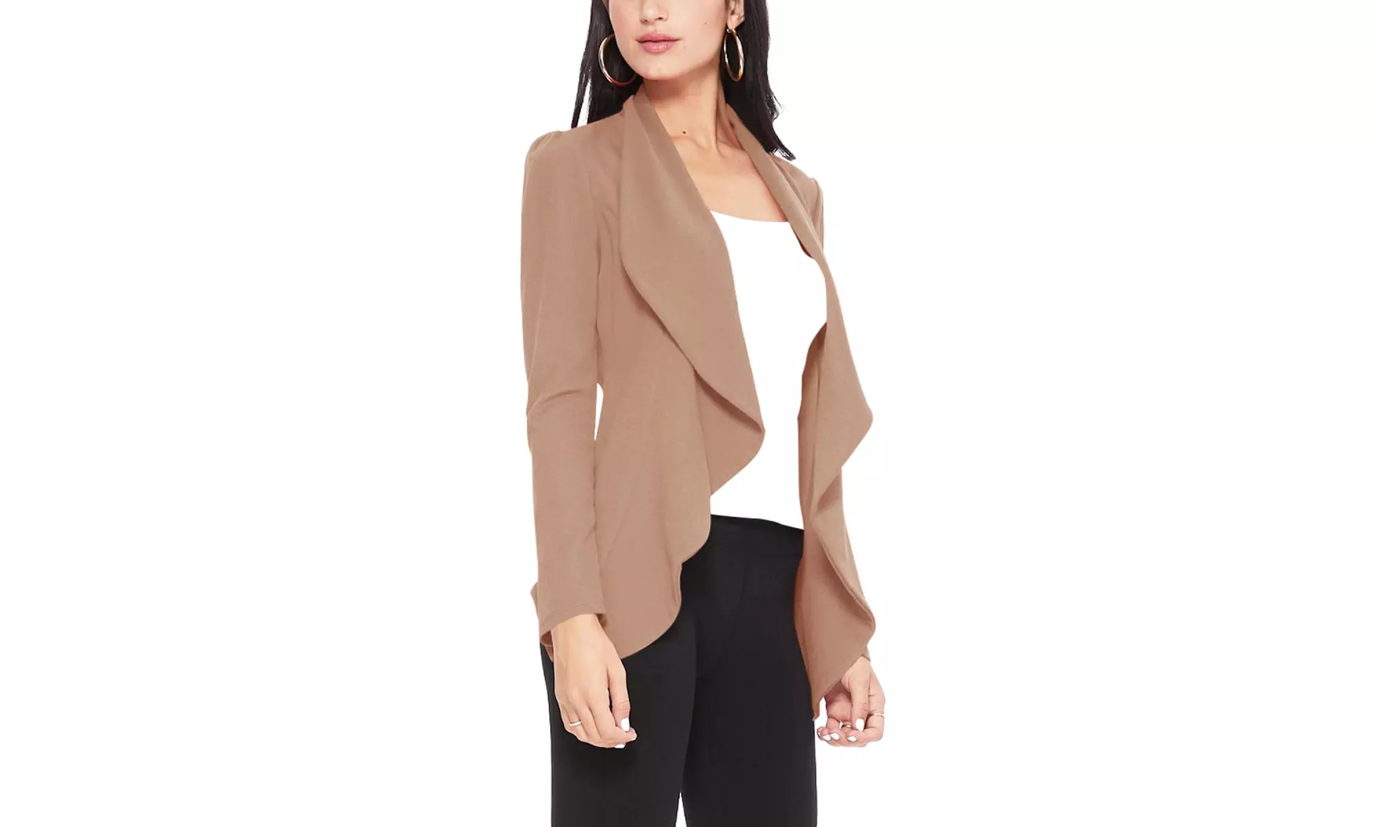 Casual Long Sleeves Open Front Office Wear Solid Blazer Jacket S-3XL