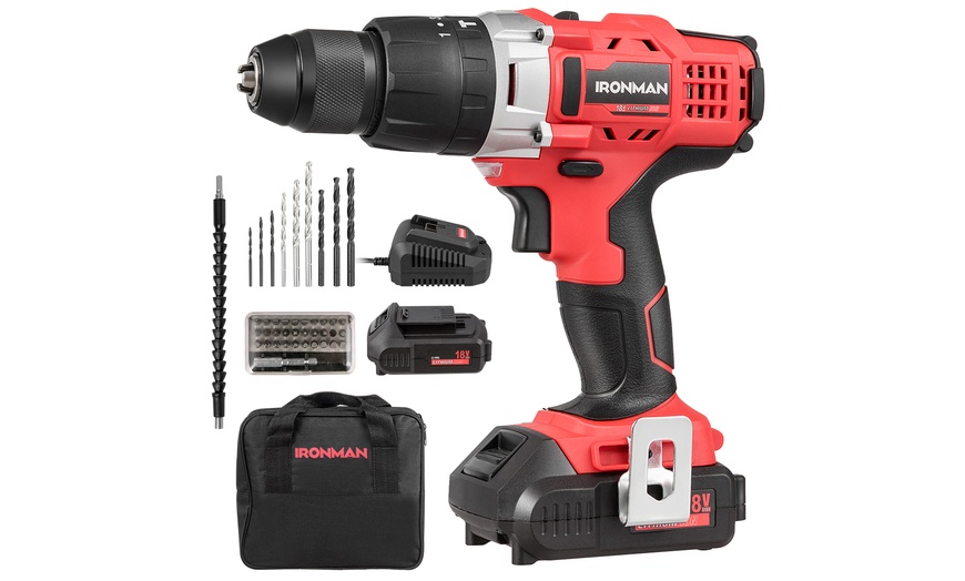 Costway 18v Cordless Drill Driver Impact Tool Kit 1 2 Chuck Li Ion W Led Light Groupon