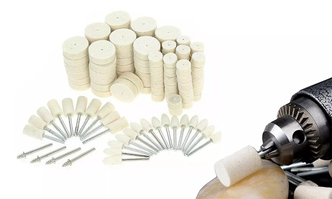 129 Pcs Set Soft Felt Polishing Buffing Wheel Mixed kit for Dremel Rotary Tool - Primary Image