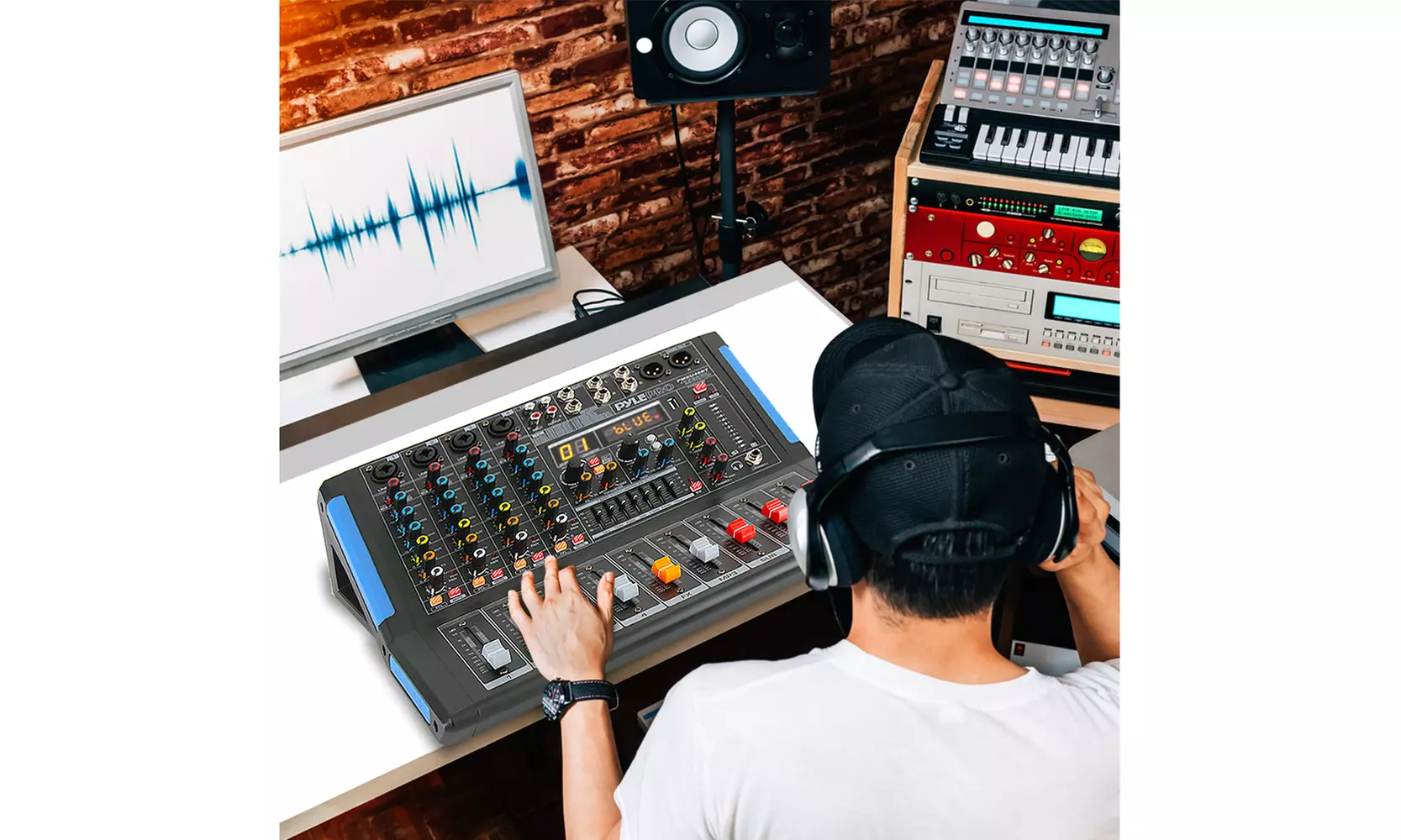 Pyle 4-Ch. Bluetooth Studio Mixer - DJ Controller Audio Mixing Console System