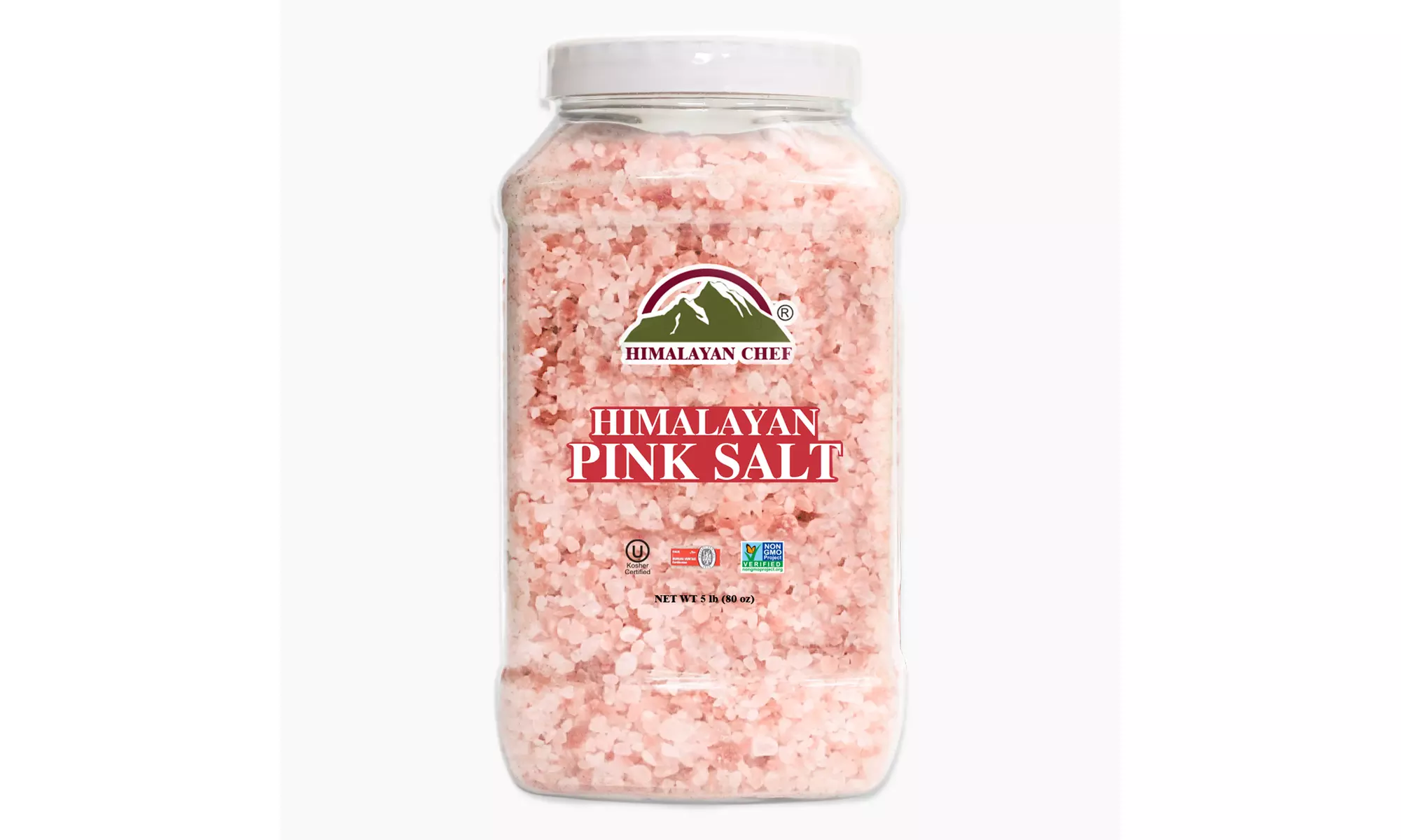  Himalayan Chef Pink Salt Coarse Grain-5 Lbs  Jar, Salt For Grinder Refill - Primary Image