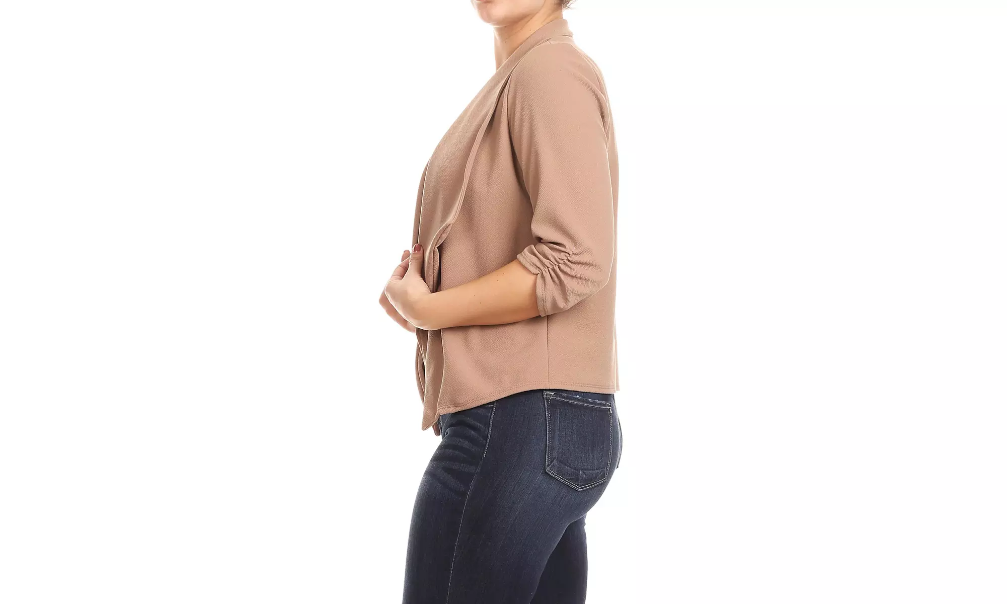 Women's Casual Plus Size Solid Open Front Blazer Jacket 