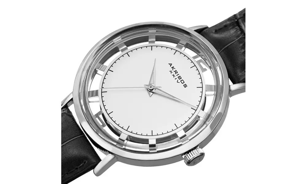 Akribos XXIV Men's Quartz Genuine Leather Strap Watch AKGP860
