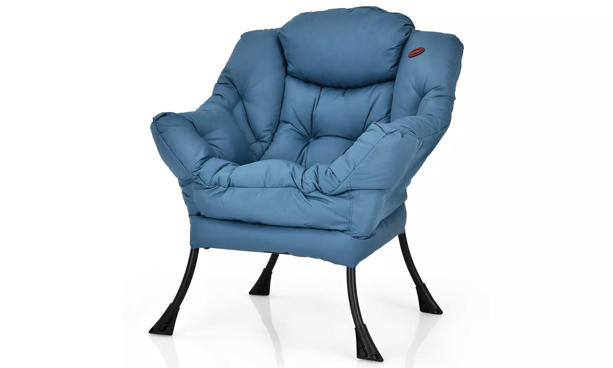 Costway Modern Polyester Fabric Lazy Chair Single Sofa Chair w/ Side Pocket