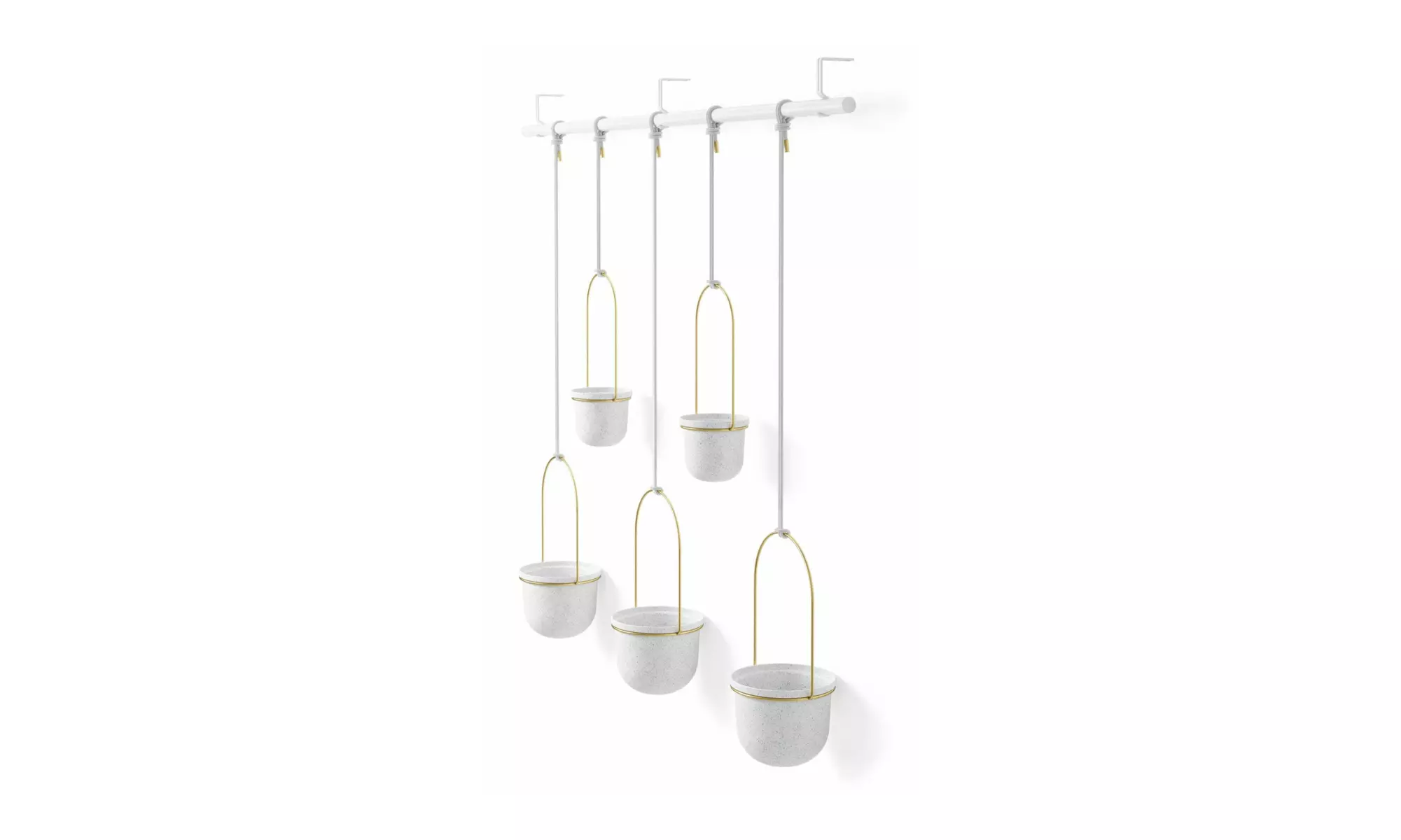 Umbra Triflora Hanging Planter White Brass 5 Pack - Primary Image