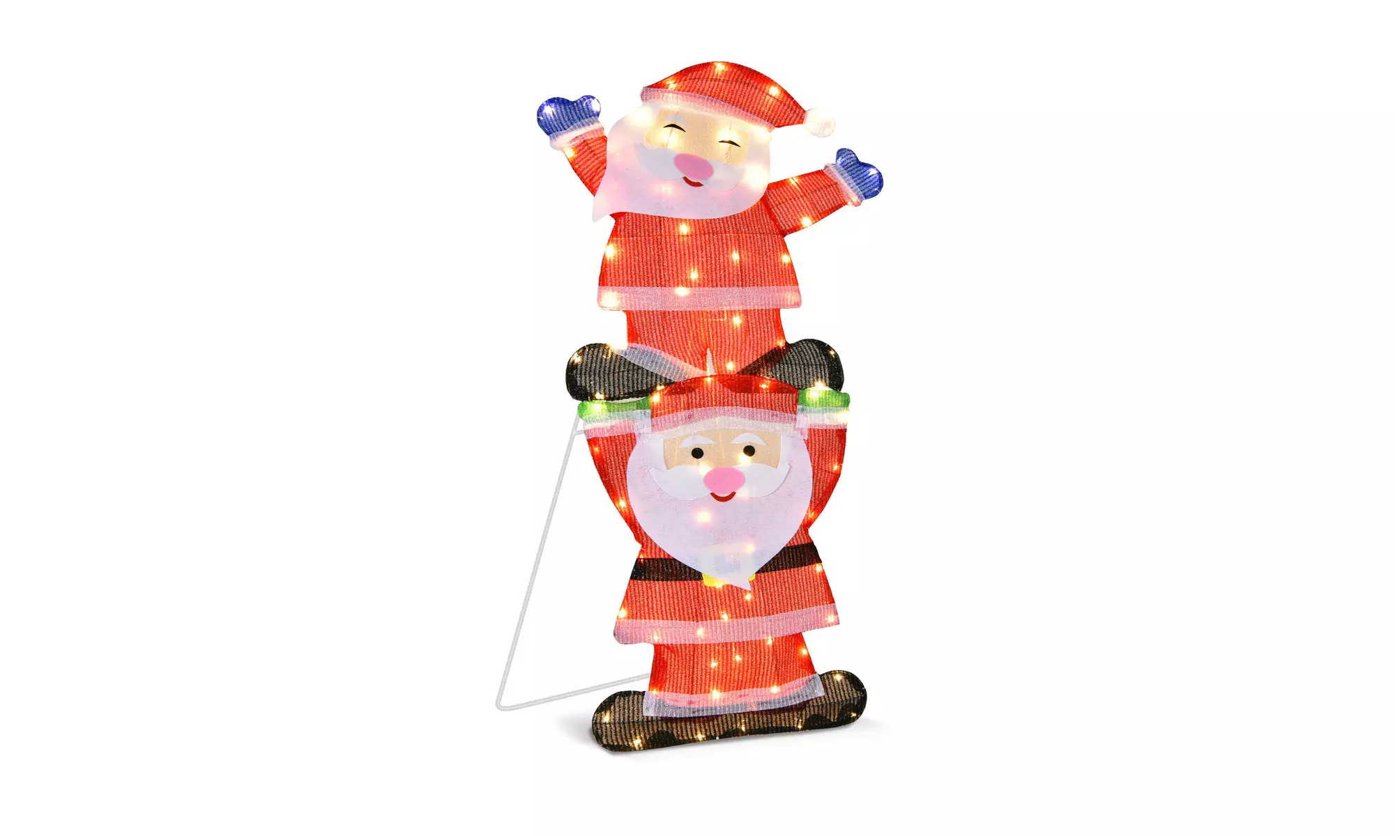 LED Double Santa Yard Sign Santa Christmas Decoration W/ String Lights & Stakes