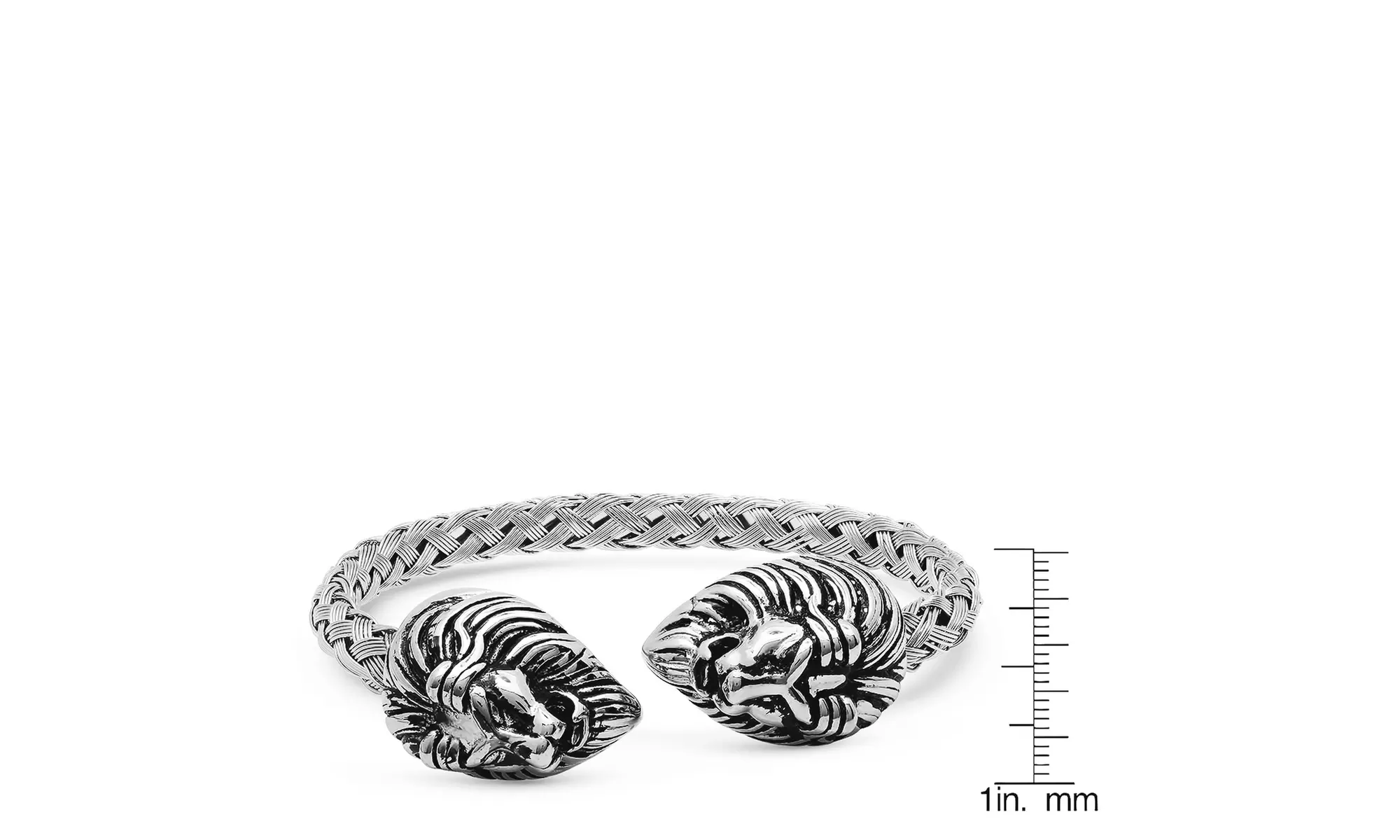 Men's Stainless Steel Lion Head End Cuff Bracelet