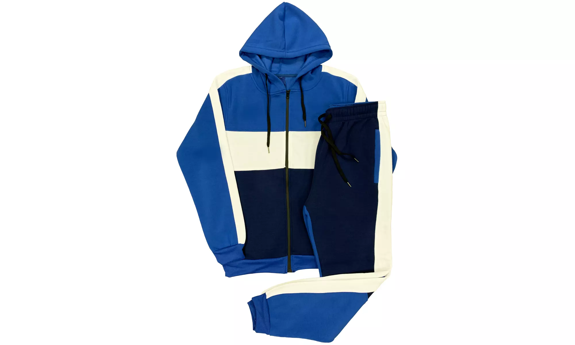 Mens' Jogger Sweatsuit 2-Piece Color Block Sweat jacket Sweatpants Fleece suit