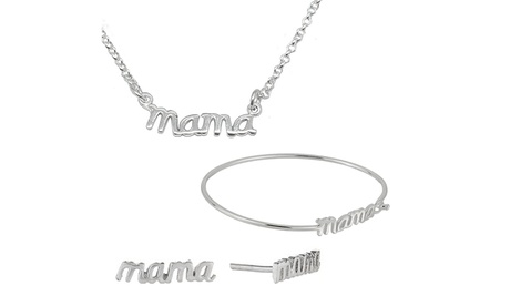 Set de joyería "Mama" en plata de ley con opción a pulsera, brazalete, pendientes o collar