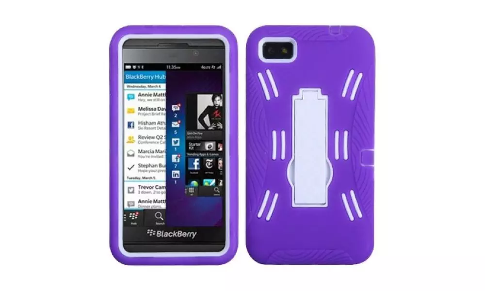 Insten White/purple Symbiosis Stand Case For Blackberry: Z10 - Primary Image