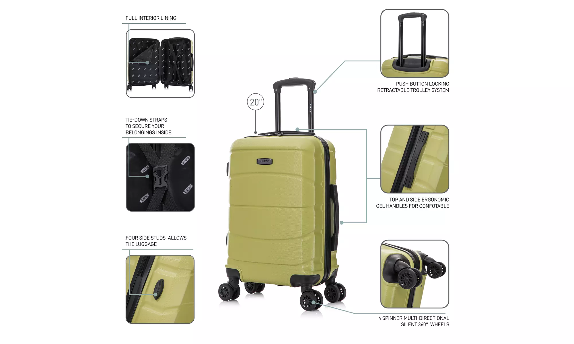 DUKAP Sense Lightweight Hardside Spinner Luggage 20"/24"/28"