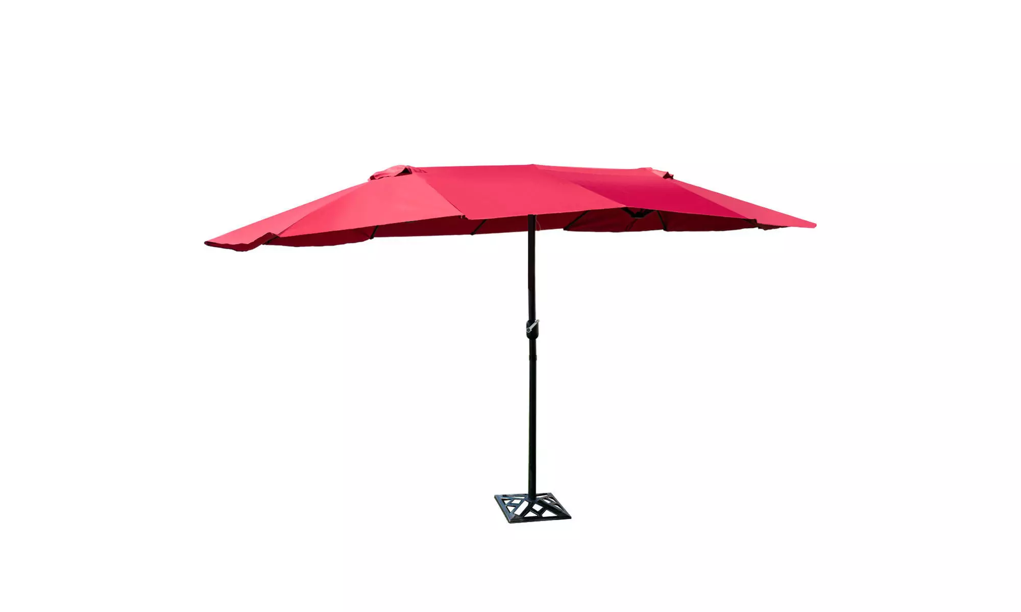 Costway 15' Outdoor Umbrella Double-Sided Twin Patio Umbrella with Crank Wine