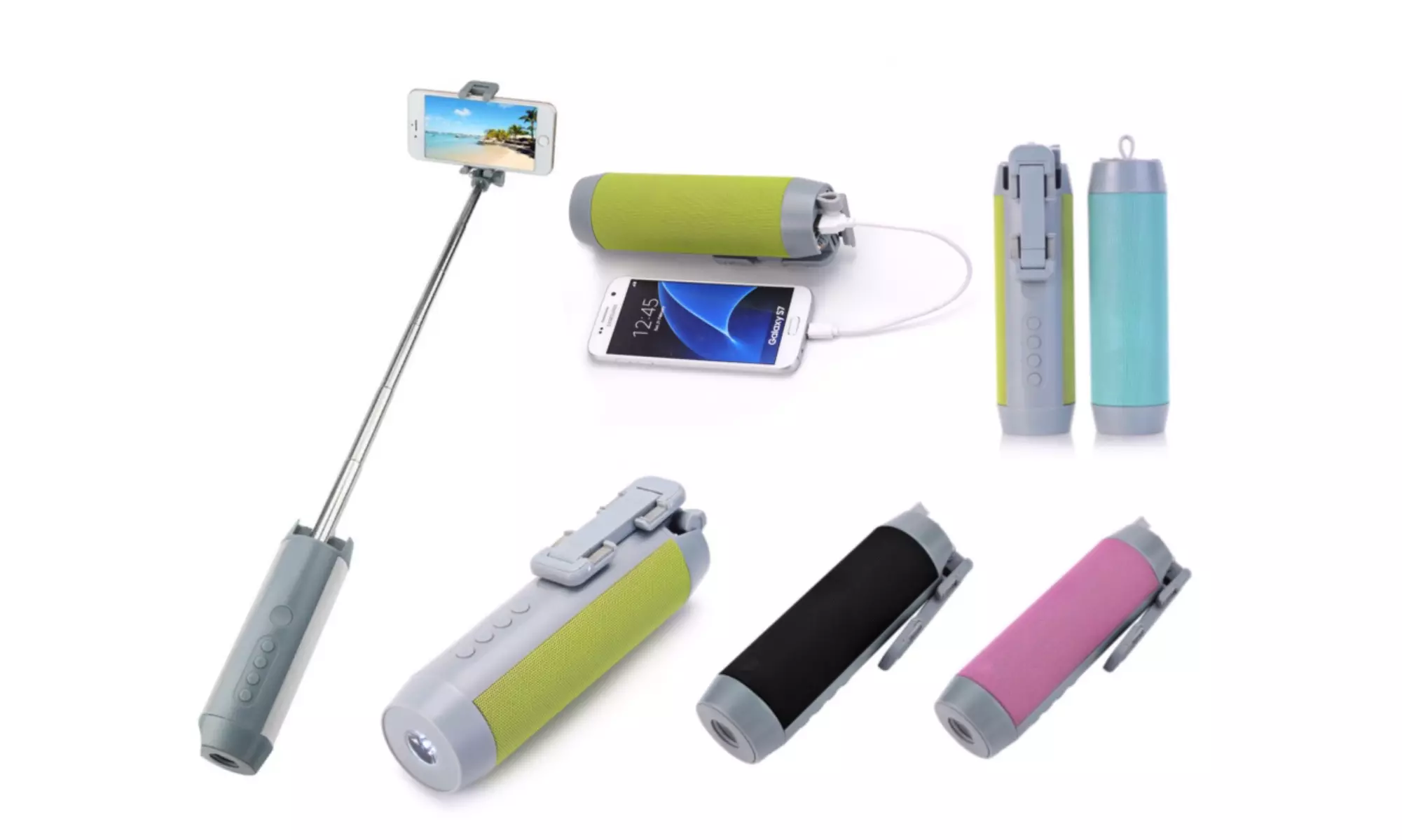 5In1 Bluetooth Speakers Power Bank  Selfie Stick  LED Flashlight Support TF Card - Primary Image