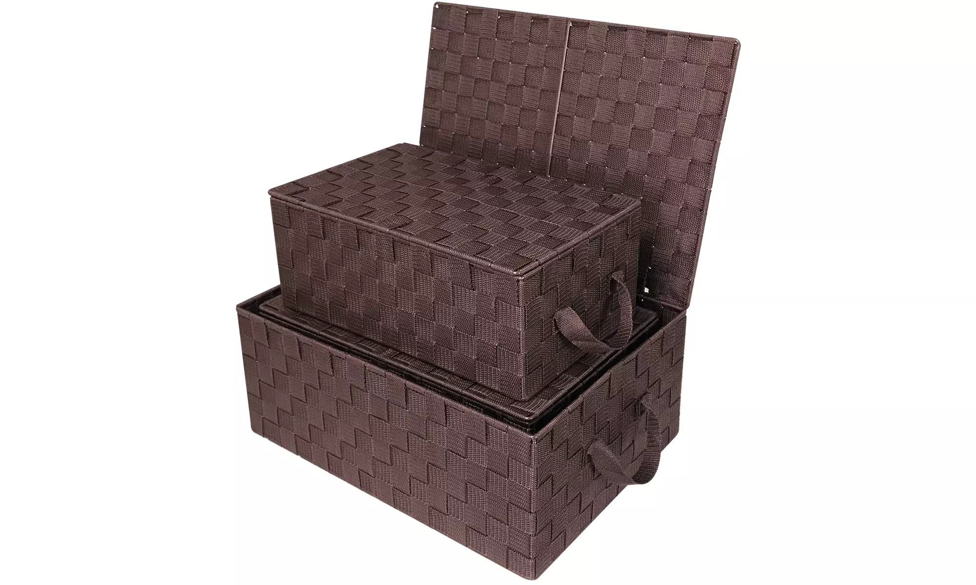 3-Pack Storage Box w/ Lid for Closet & Shelves - Woven Fabric Basket Organizer