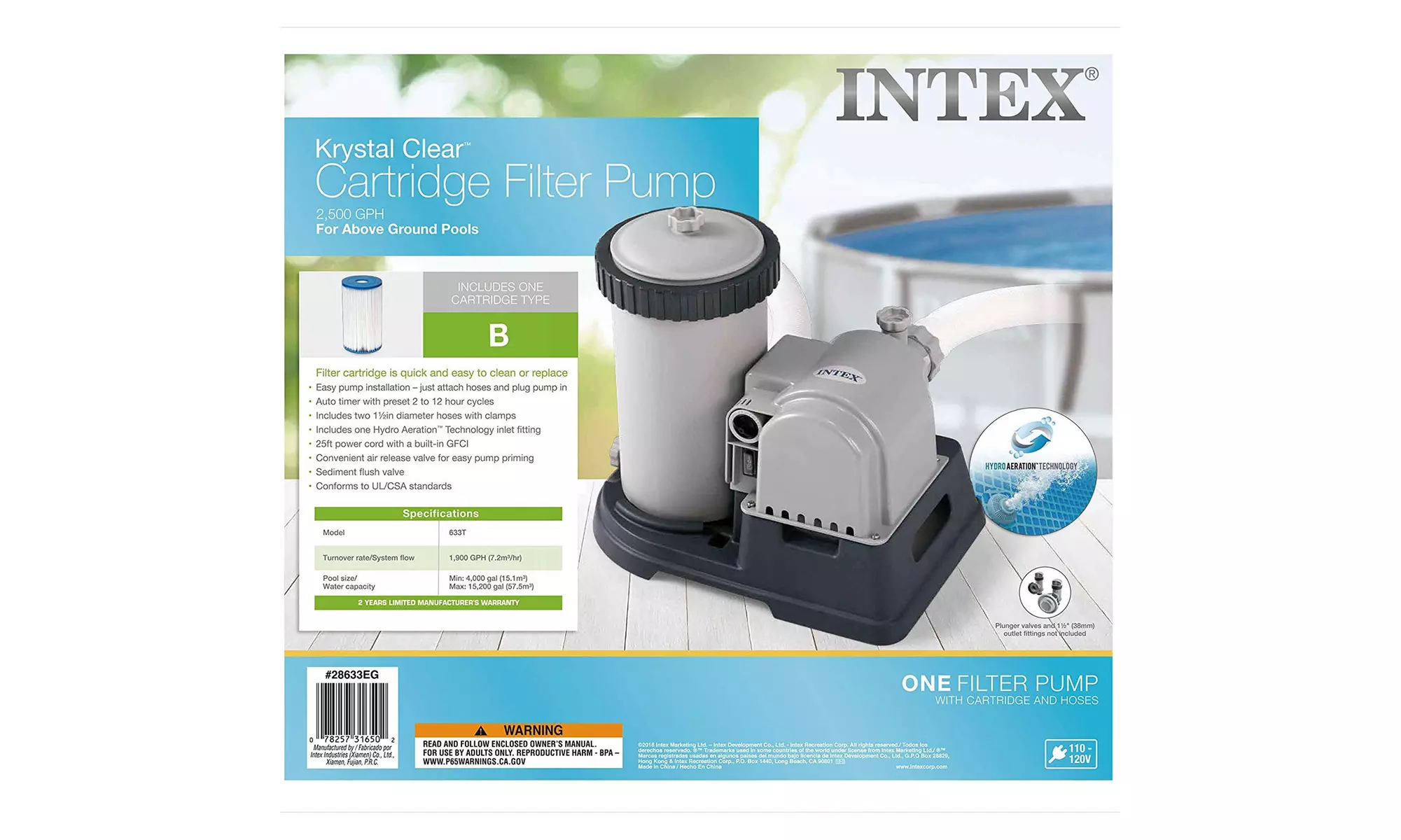 Krystal Clear Cartridge Filter Pump for Above Ground Pools, 2500 GPH Pump Flow - Second Medium