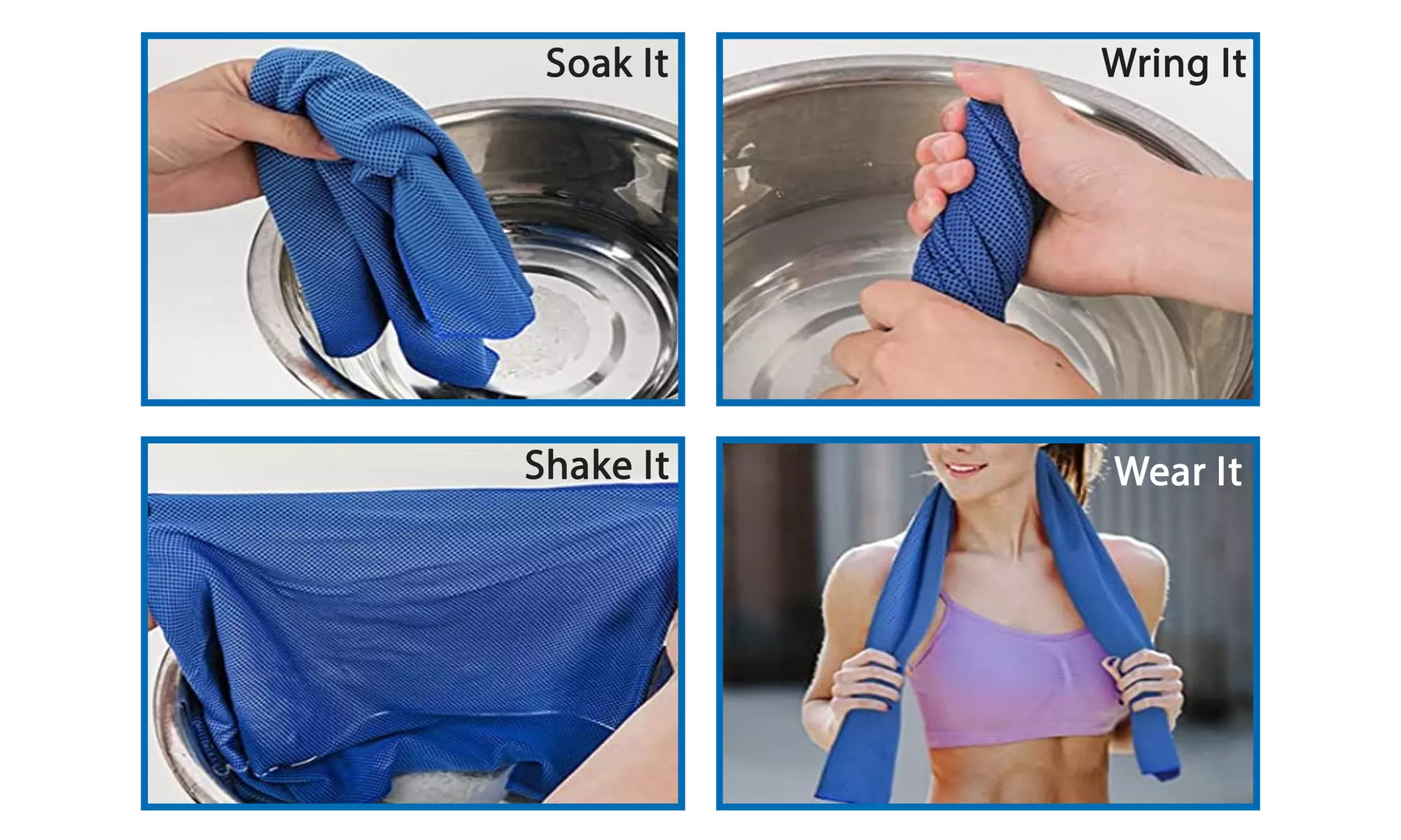  4-Pack Cooling Chilly Towel for Yoga, Sport, Gym, Workout, Fitness (39" X 2")