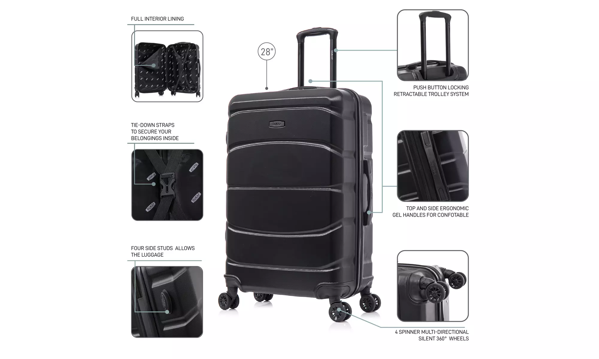 DUKAP Sense Lightweight Hardside Spinner Luggage 20"/24"/28"