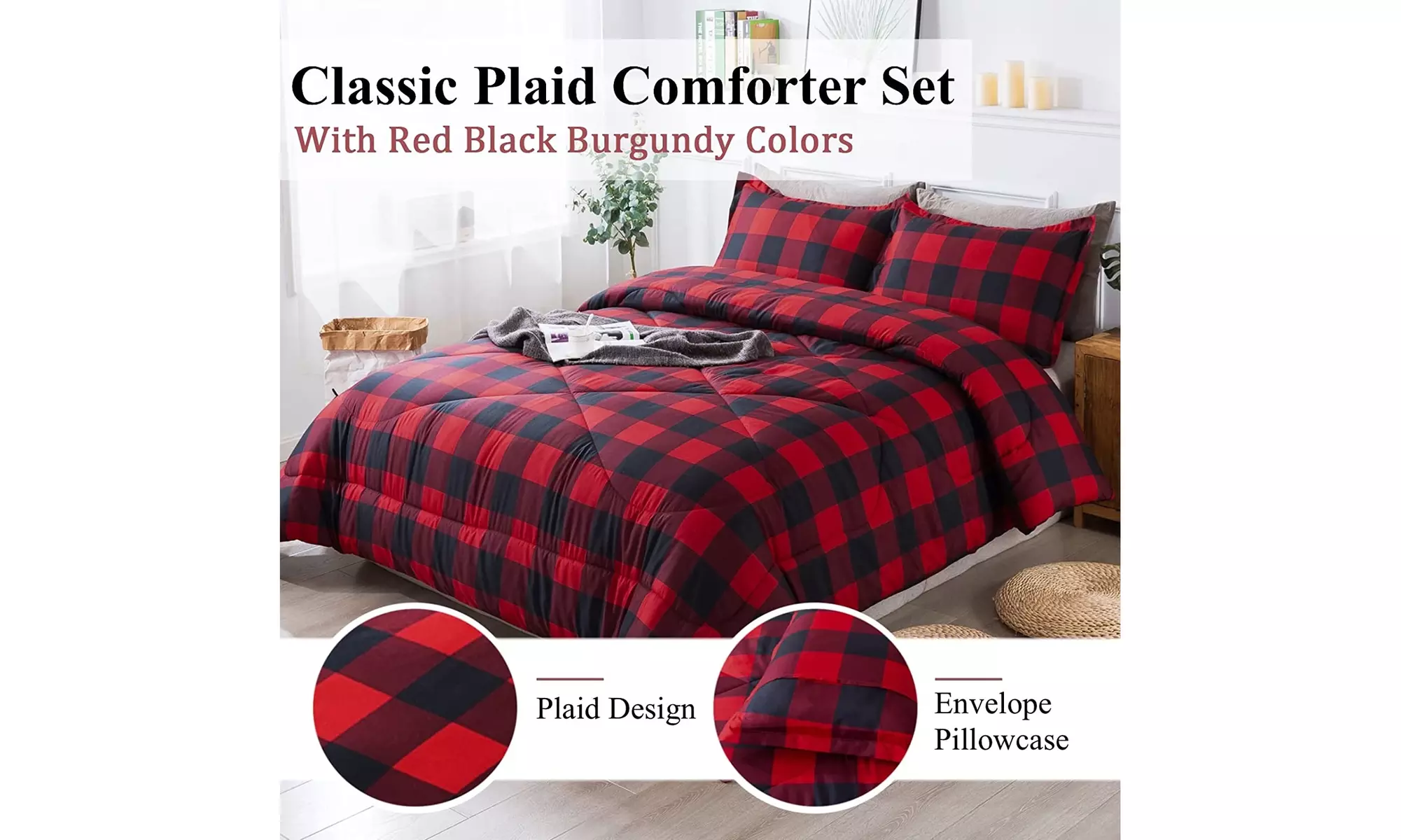 Andency Black Plaid Comforter - Primary Image