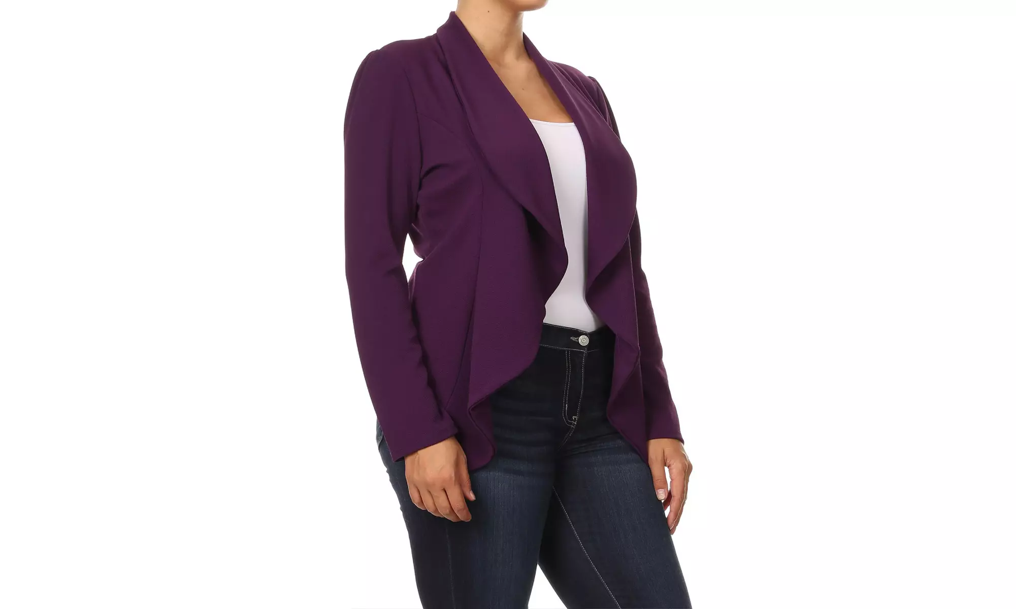 Women's Solid Plus Size Long Sleeves Blazer Jacket