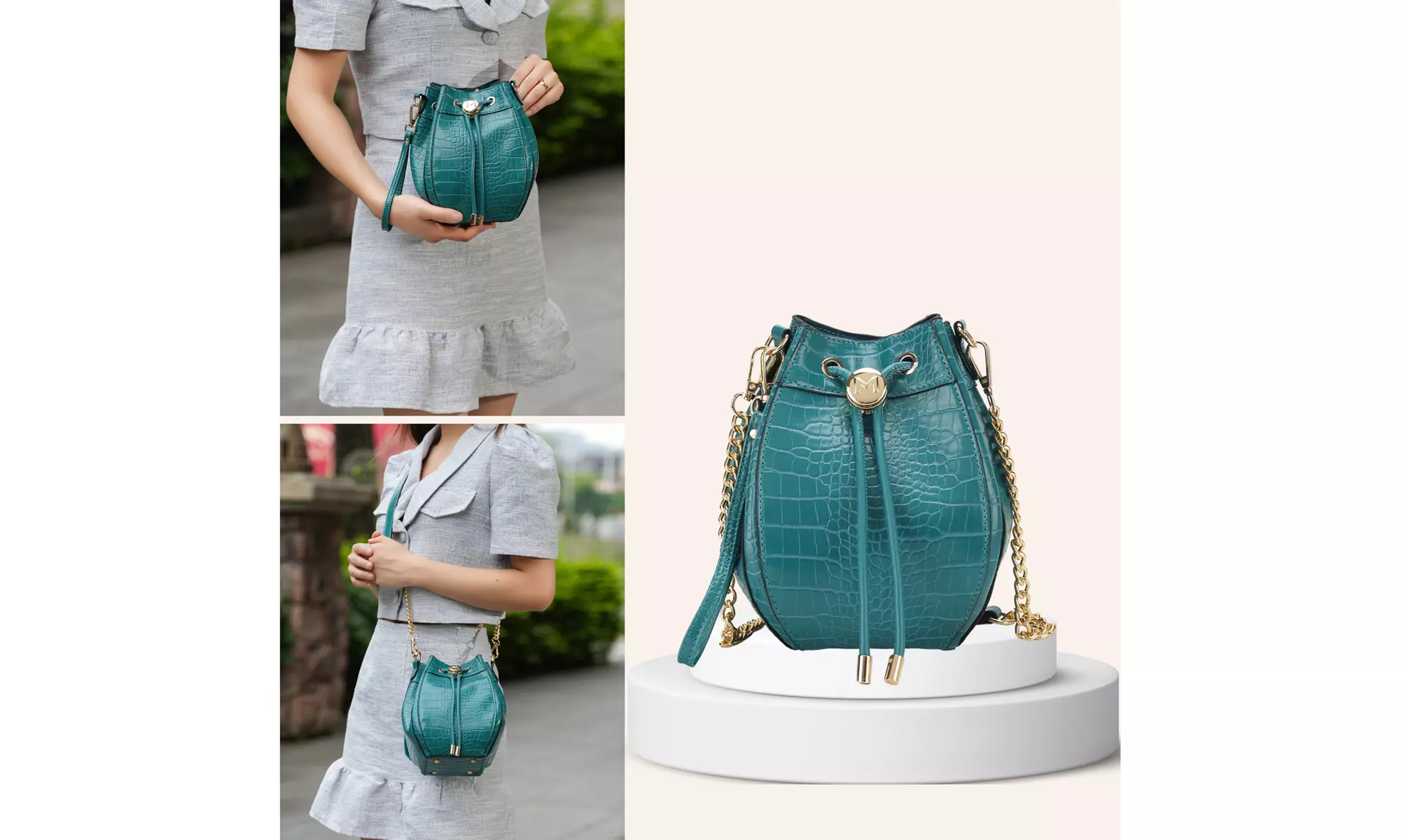MKF Collection Cassidy Crocodile Embossed Women's Buckets Hobo Bag by Mia K - Primary Image