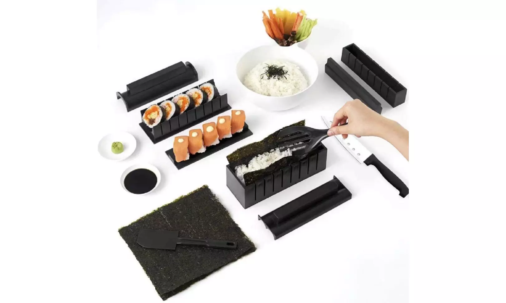 10 Pcs Sushi Making Kit-Home DIY Sushi Roller, Rice Ball Mold & Accessories Set