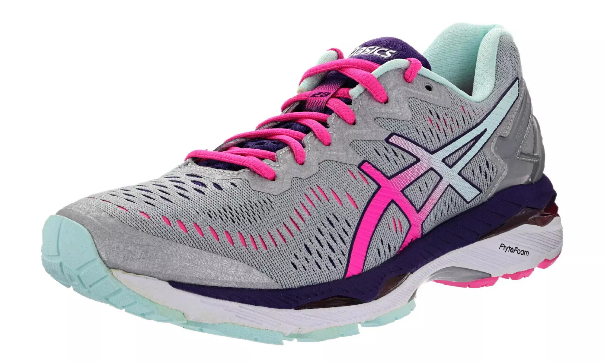 Asics Gel-Kayano 23 (2A) Women's Size 6 Narrow Width Running Shoes.Silver/Pink  - Primary Image