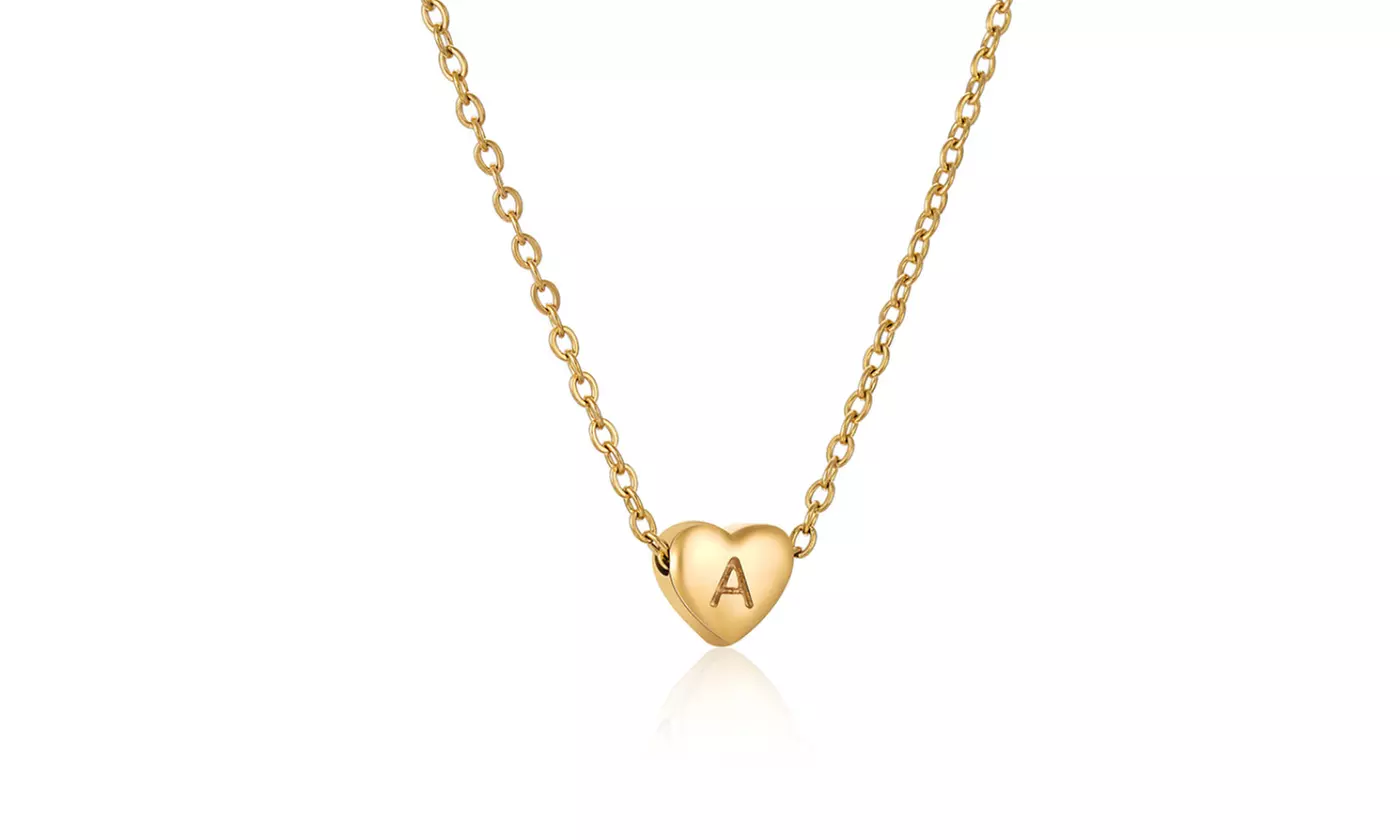 Initial Heart Pendant Necklace Letter Heart Choker Necklace