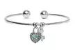 Heart and Key Charm Cuff Bangle Bracelet made with Swarovski Elements - Second Medium