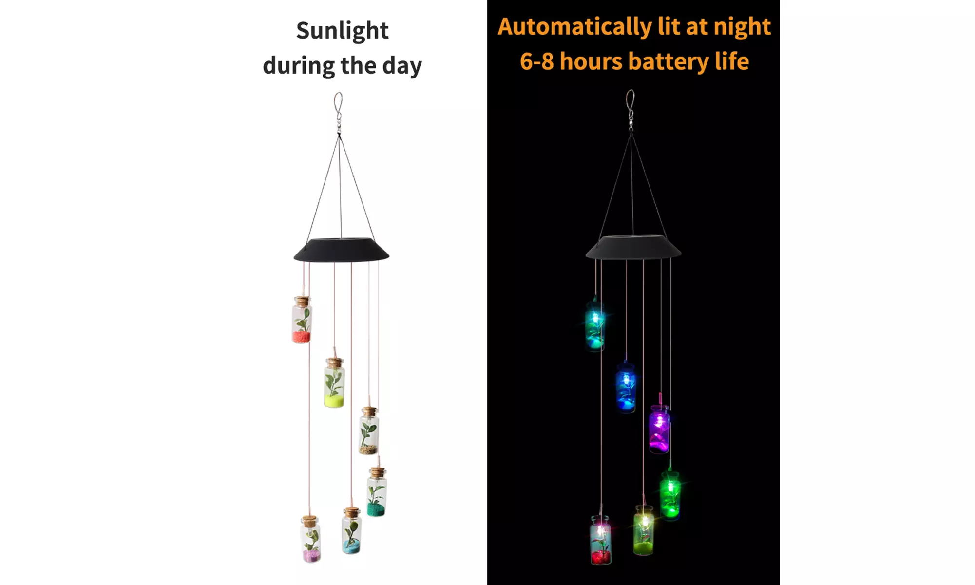 Large LED Solar Wind Chime Lights Color-Changing Outdoor Hanging Decor Bells