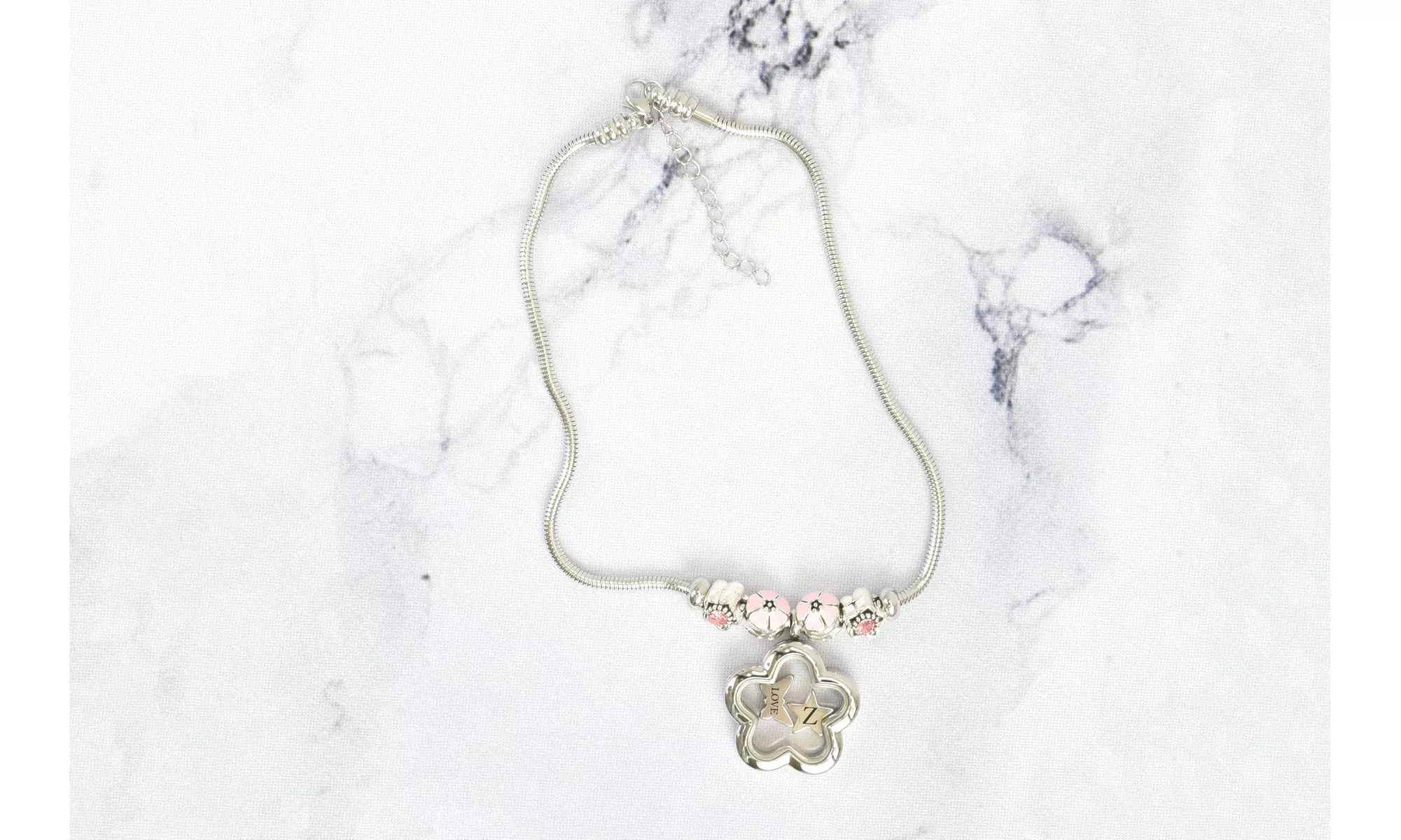 Kid's Pink Tone Initial Charmed Flower Locket Necklace By Pink Box - Second Medium