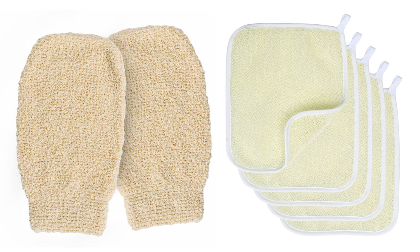 Exfoliating Bath Scrubber Gloves Wash Cloth Shower Spa Body Brush Sponge