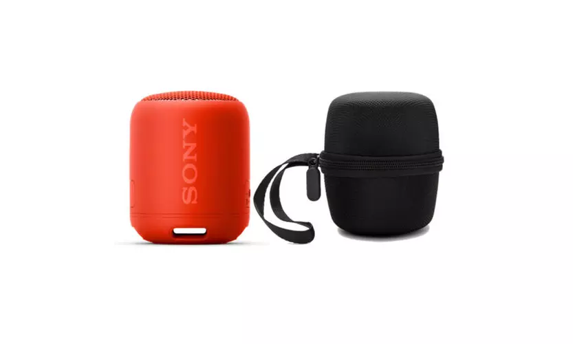 Sony SRS-XB12 Extra Bass Portable Bluetooth Speaker (Red) with case  - Primary Image