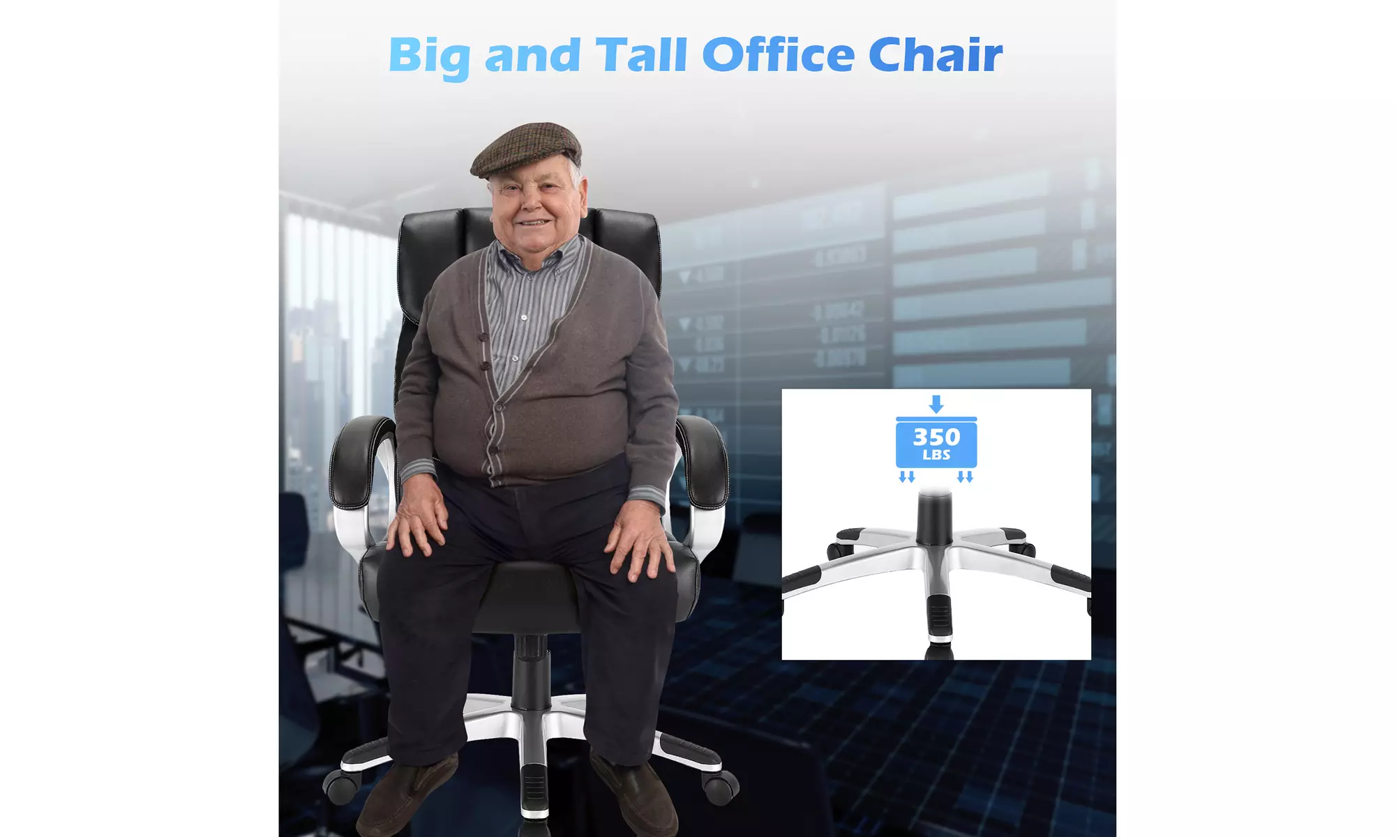 Costway Executive High Back Big & Tall Leather Adjustable Computer Desk Chair