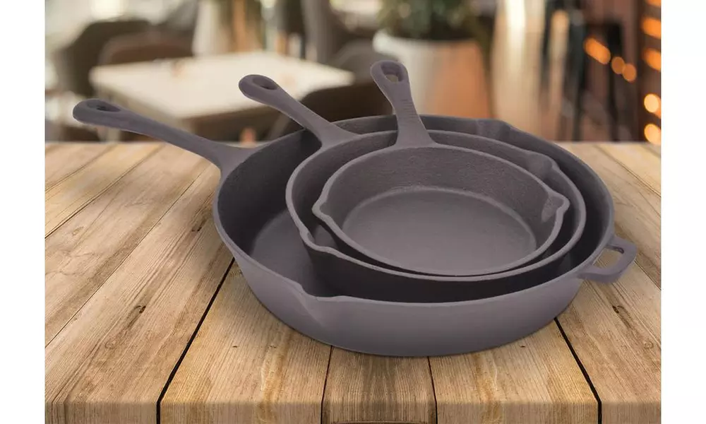 Heavy-Duty Cast-Iron Fry Pan Set (3-Piece) - Primary Image