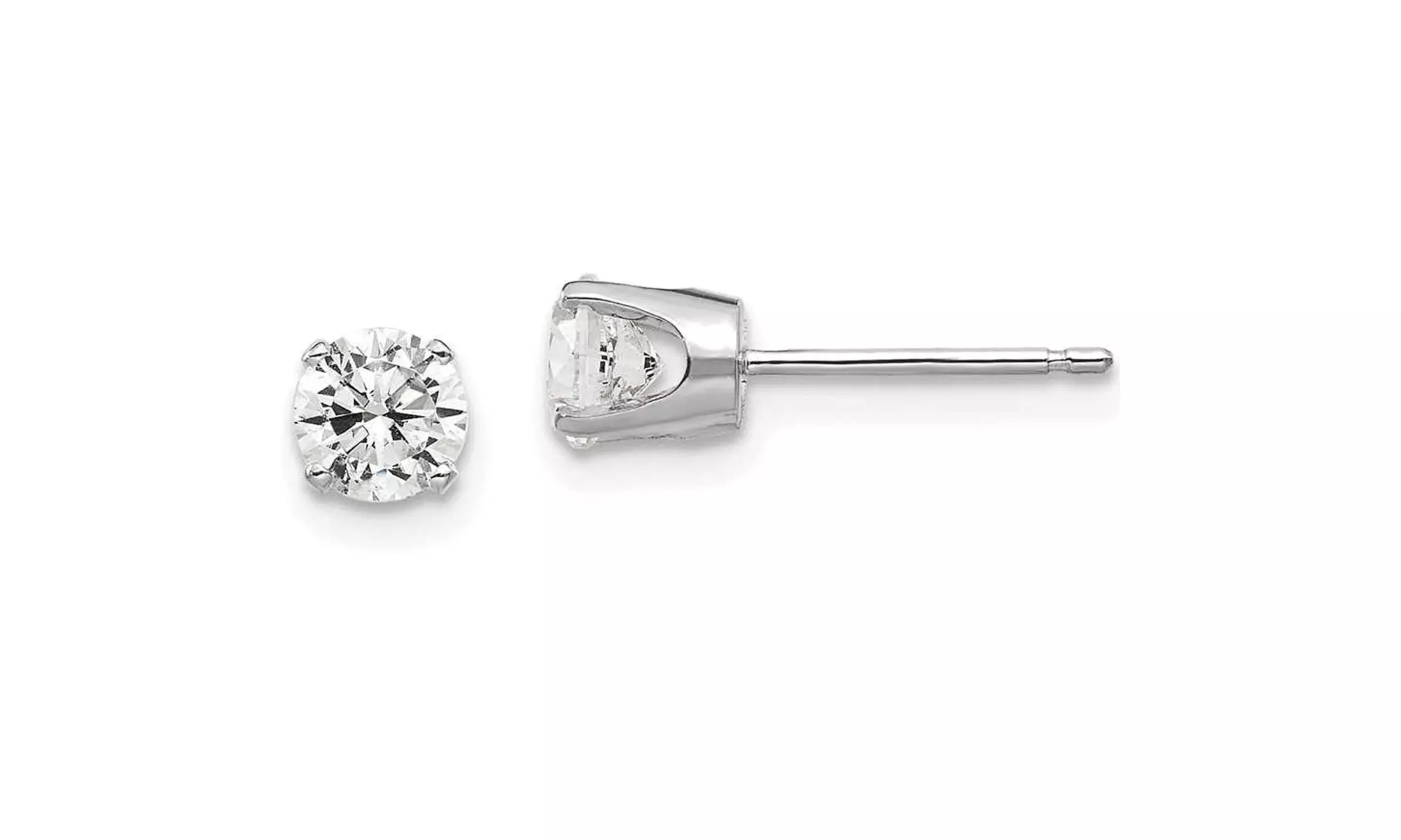 Paris Jewelry 14K White Gold Plated 4.25mm Cubic Zirconia CZ Stud Earrings - Primary Image